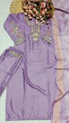 Vf 54 Rayon Slub With Embroidery Work Kurti With Bottom Dupatta